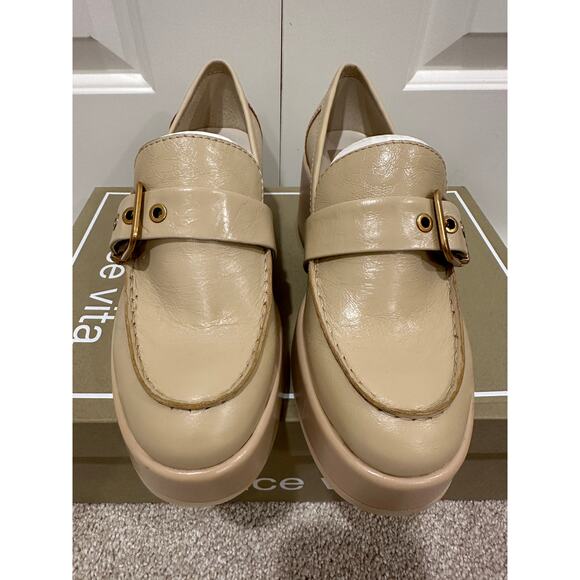 Women's Tan Loafers with Buckle Detail - Picture 4 of 12